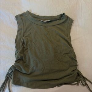 Ruched Side Tank Top in Olive Green